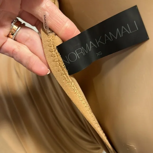 Brand New With Tags Norma Kamali Bill Tan Ruched Dress - Picture 5 of 6